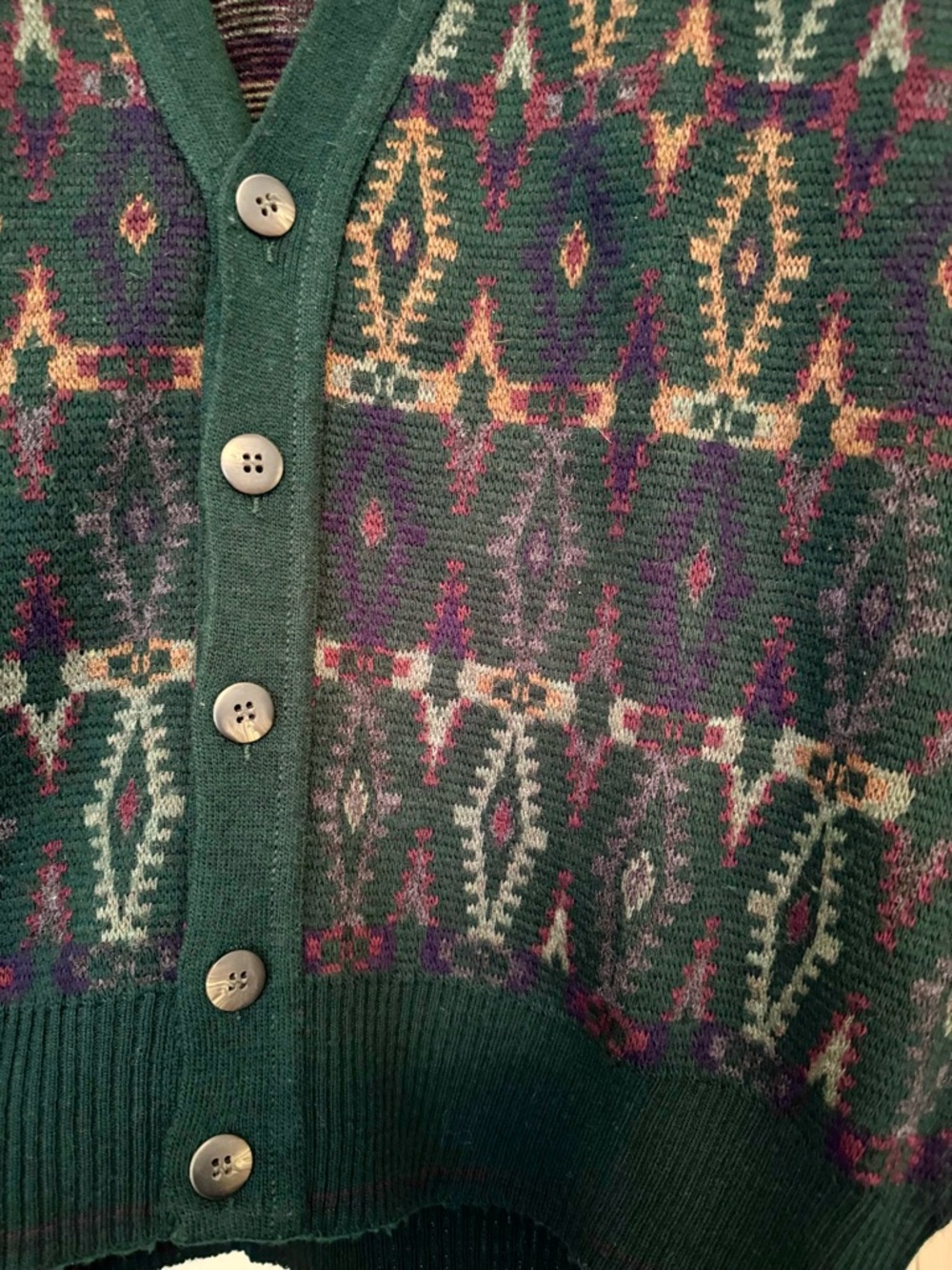 The Italian Sweater Co. Vintage V-Neck Cardigan Large Made in Italy Grandpa Core - Picture 3 of 8